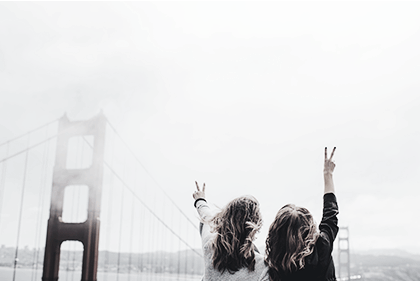 two girls and a bridge